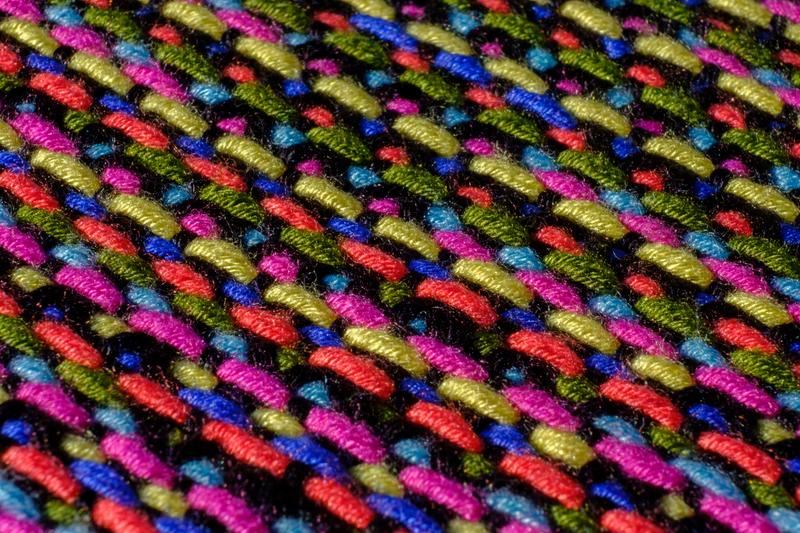 Close-up of a handwoven shawl showing just a few threads
