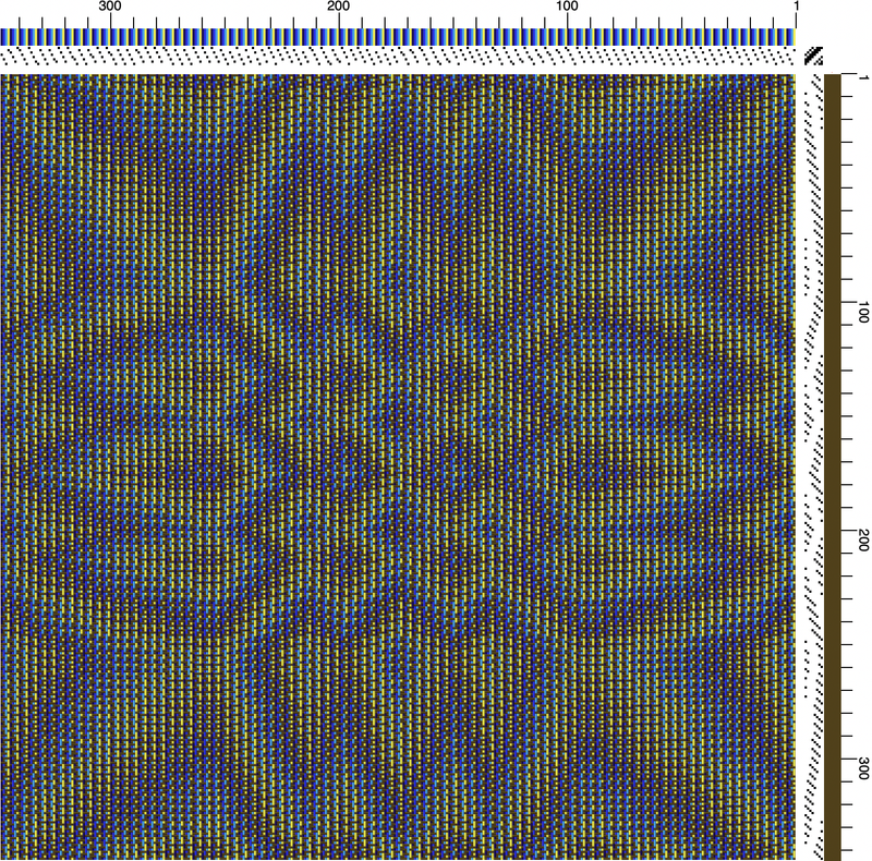 Weaving design draft for one pattern repeat of a sunflower in echo-4 weaving structure