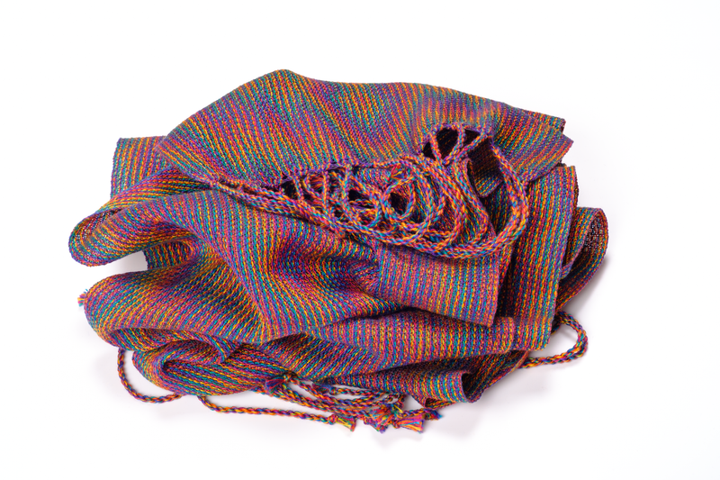 A shawl woven in echo-8 using fine yarn thrown in a bunch