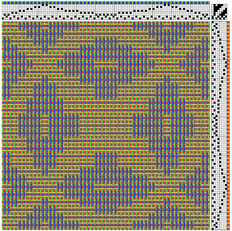 Summer & Winter weaving draft with with 4 rainbow colors