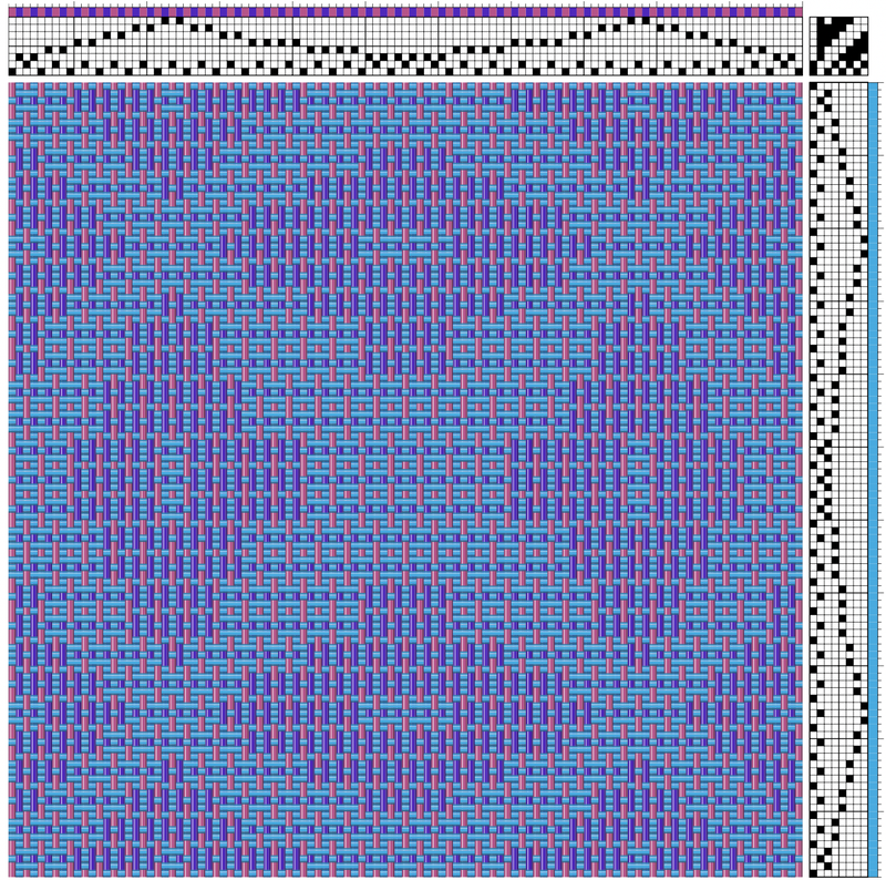 Summer & Winter weaving draft with with 2 warp colors and 1 weft color