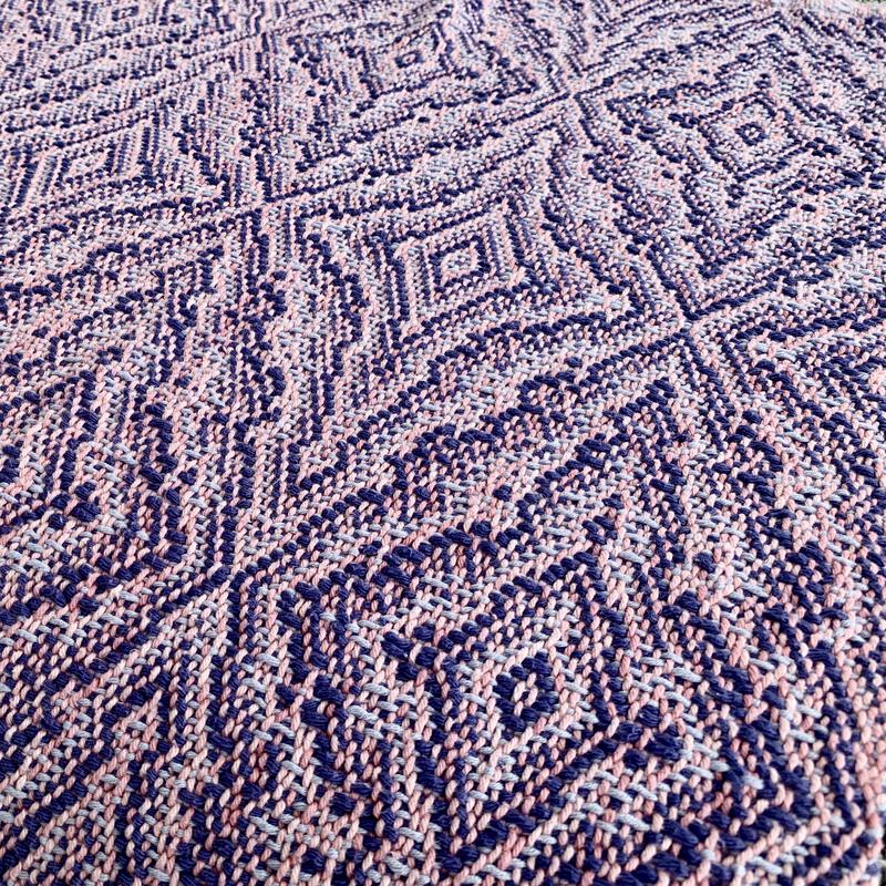 Woven towel with blue weft
