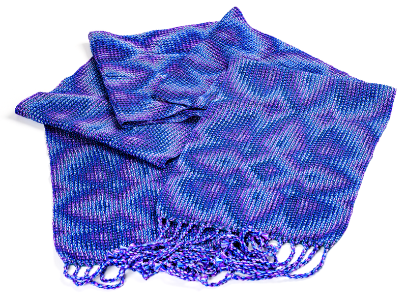 Shawl woven in echo-8 with a pattern that somewhat resembles a heather in bloom