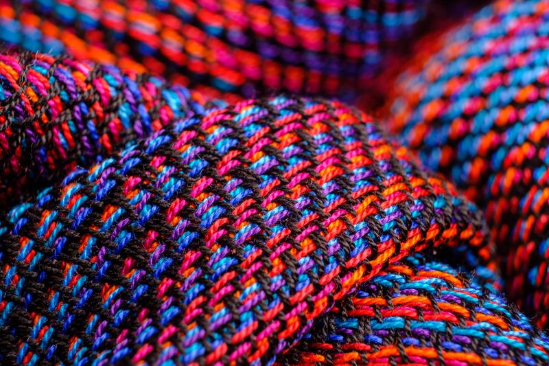Close-up shot of a shawl woven on 12 shafts using the echo-8 technique.
